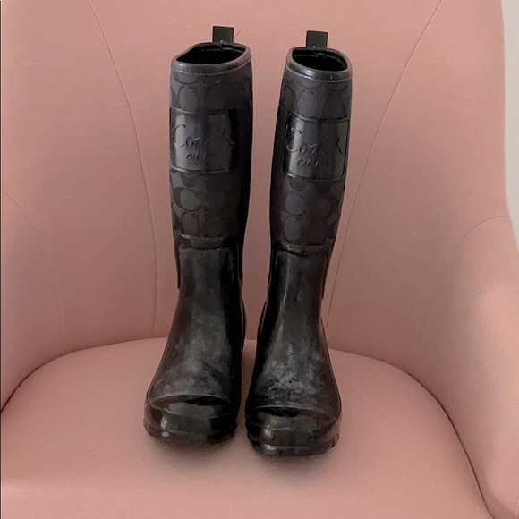 Black Coach Rain Boots - Picture 1 of 6